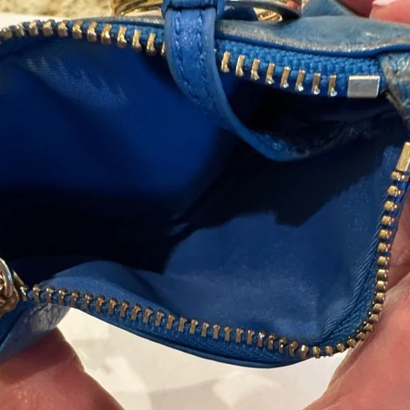 Tory Burch Blue Leather Pouch with Gold Accents - Picture 6 of 10